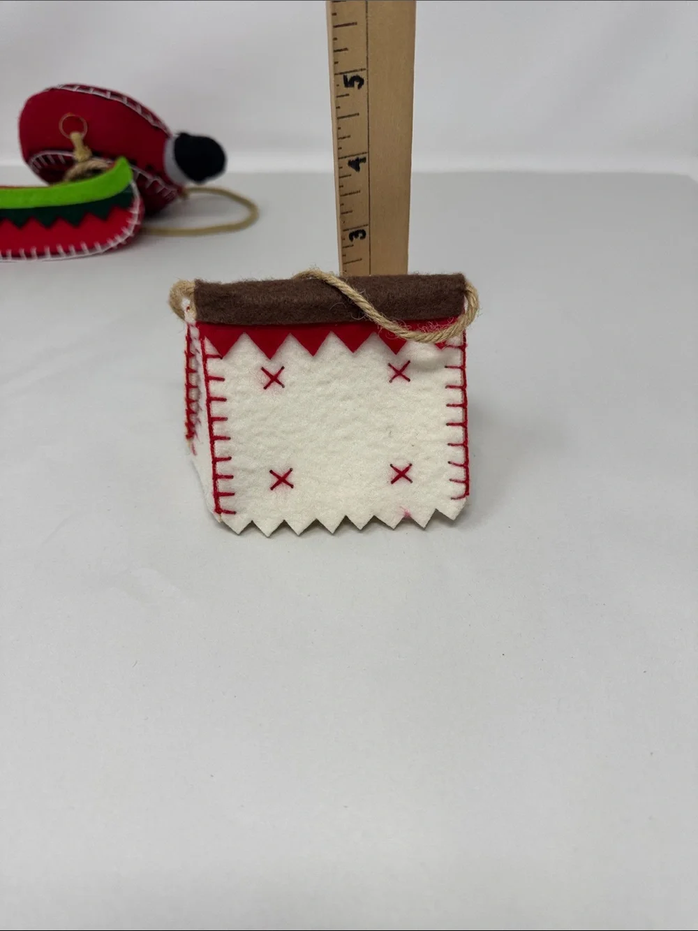 FELT CLOTH CHRISTMAS ORNAMENT LOT OF 3 CANOE TEEPEE CANTEEN CAMPING OUTDOOR